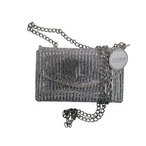 Studio NYC Silver Rhinestone Crossbody with Chain